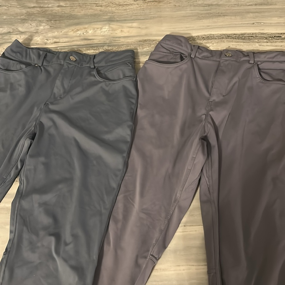 Men’s/Teen sz S Blue and Gray Pants stretchy fits 32/34 waist dress pants